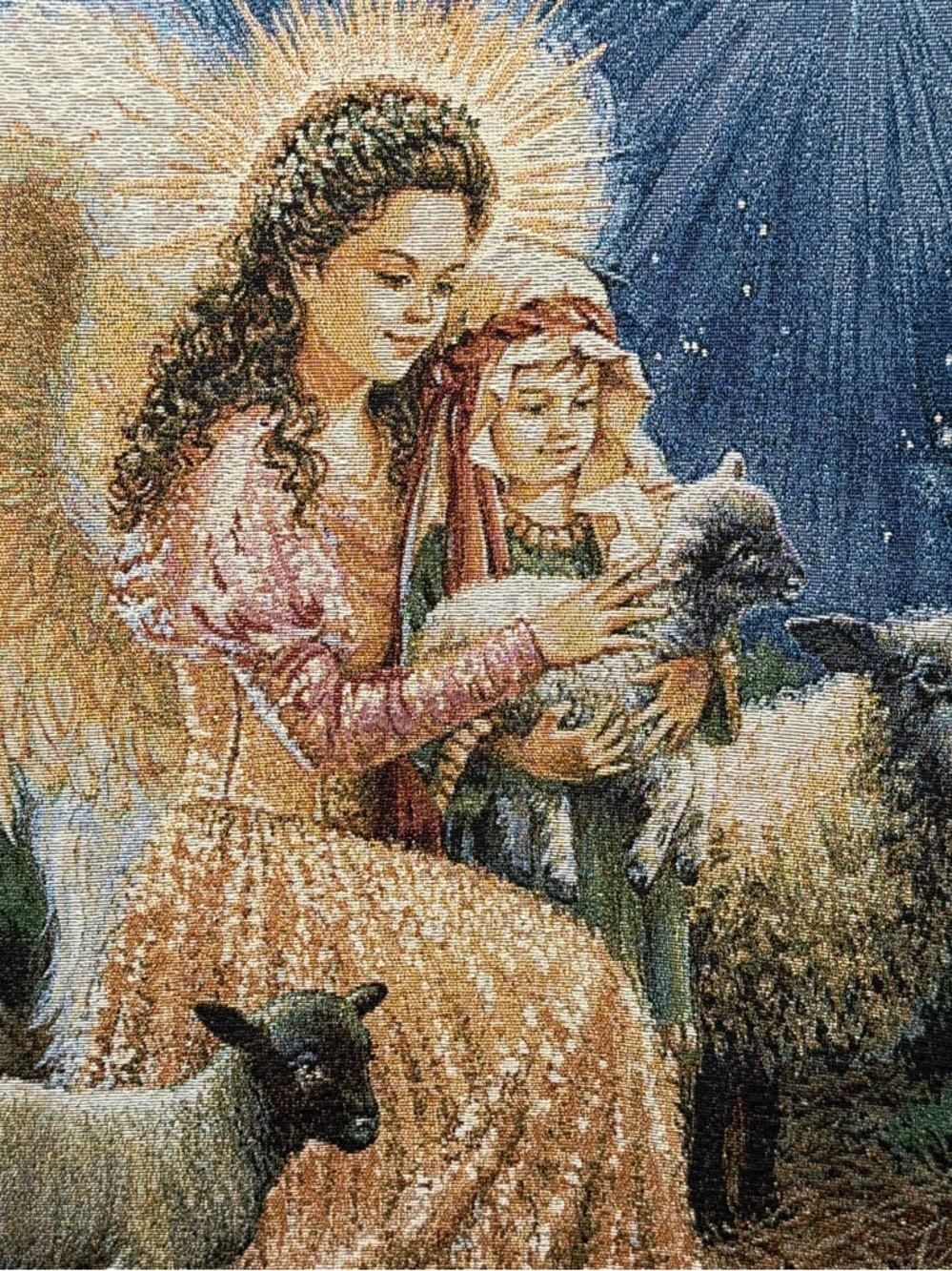 Guardian Angel Dona Gelsinger Hanging Tapestry 35x22 Protection Church Guide 90s